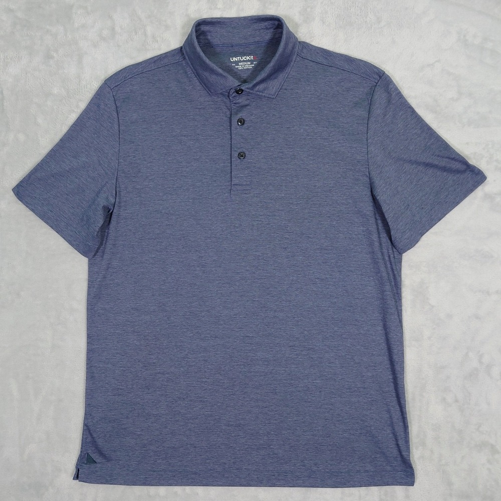 UNTUCKit Polo Shirt Mens M Van Der Heyden Blue Mercerized Cotton Golf 40523